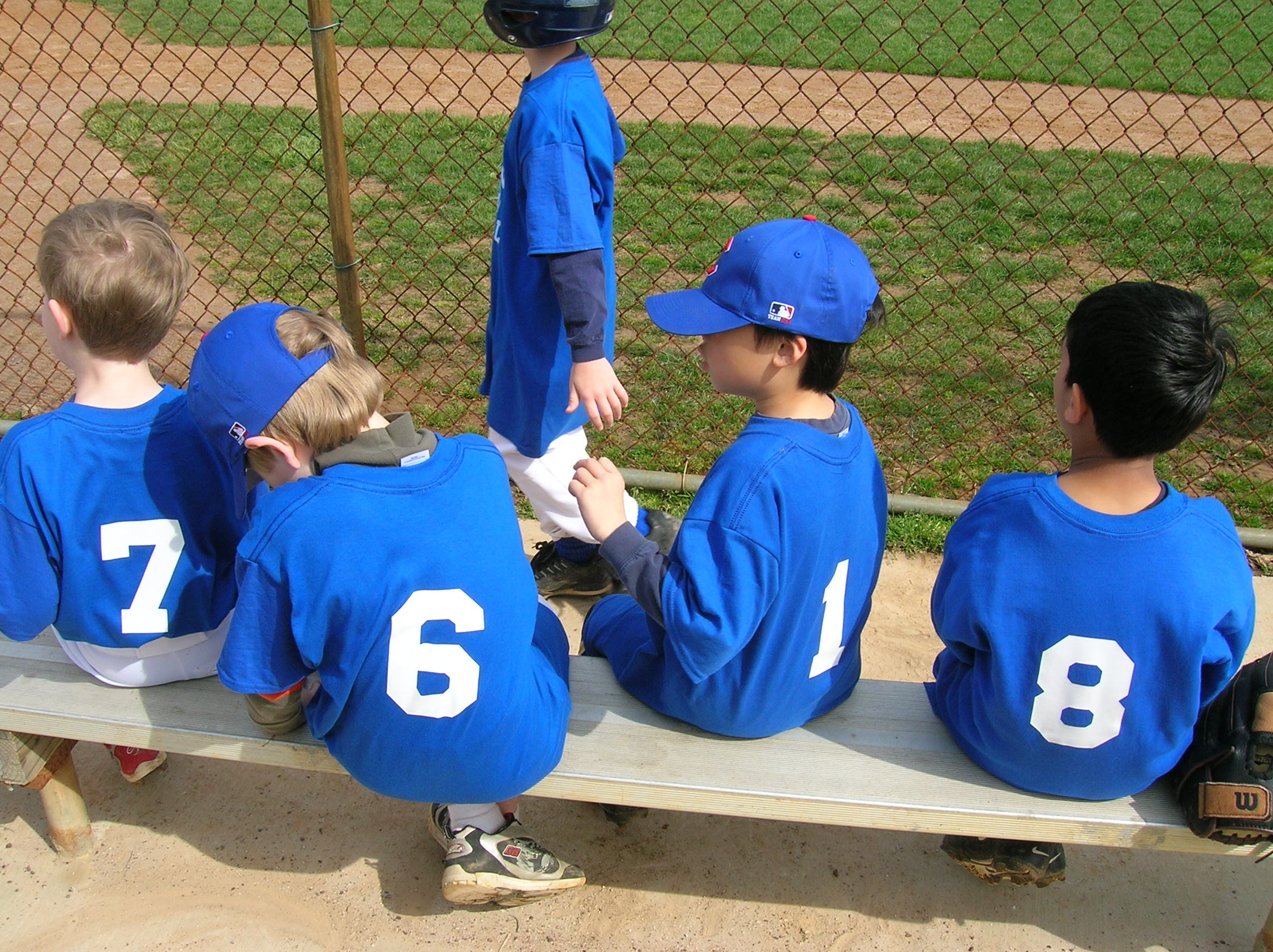 Baseball Team in the Dugout