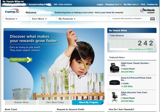 capital one rewards page