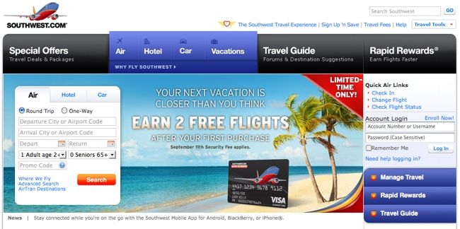 southwest site 50000 bonus miles